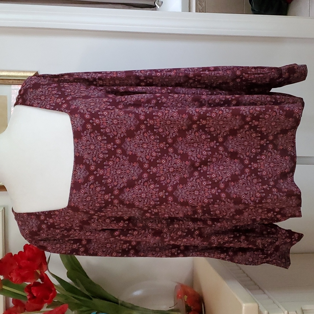LOFT Burgundy print peasant blouse